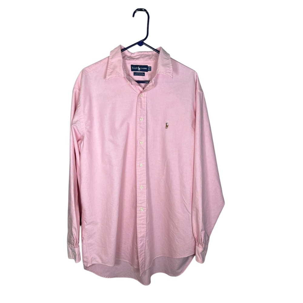 Ralph Lauren Men's Yarmouth Cotton Long Sleeve Button Up Shirt Pink 17 1/2-36
